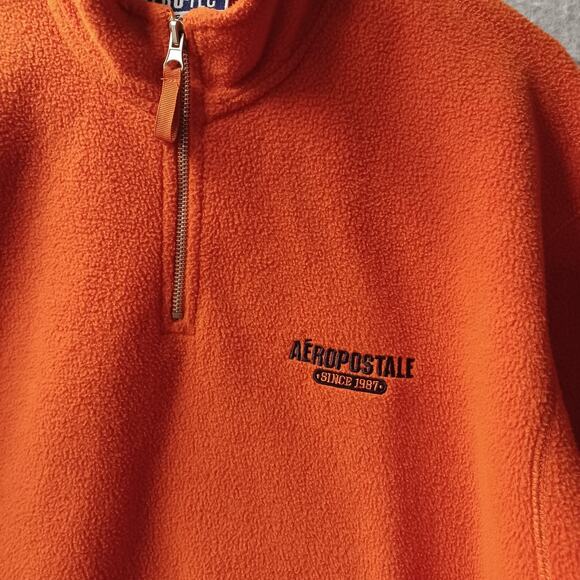 Aeropostale Aero-Tec Men's Med Vtg Orange Fleece Pullover Sweater Gorpcore - Picture 2 of 5